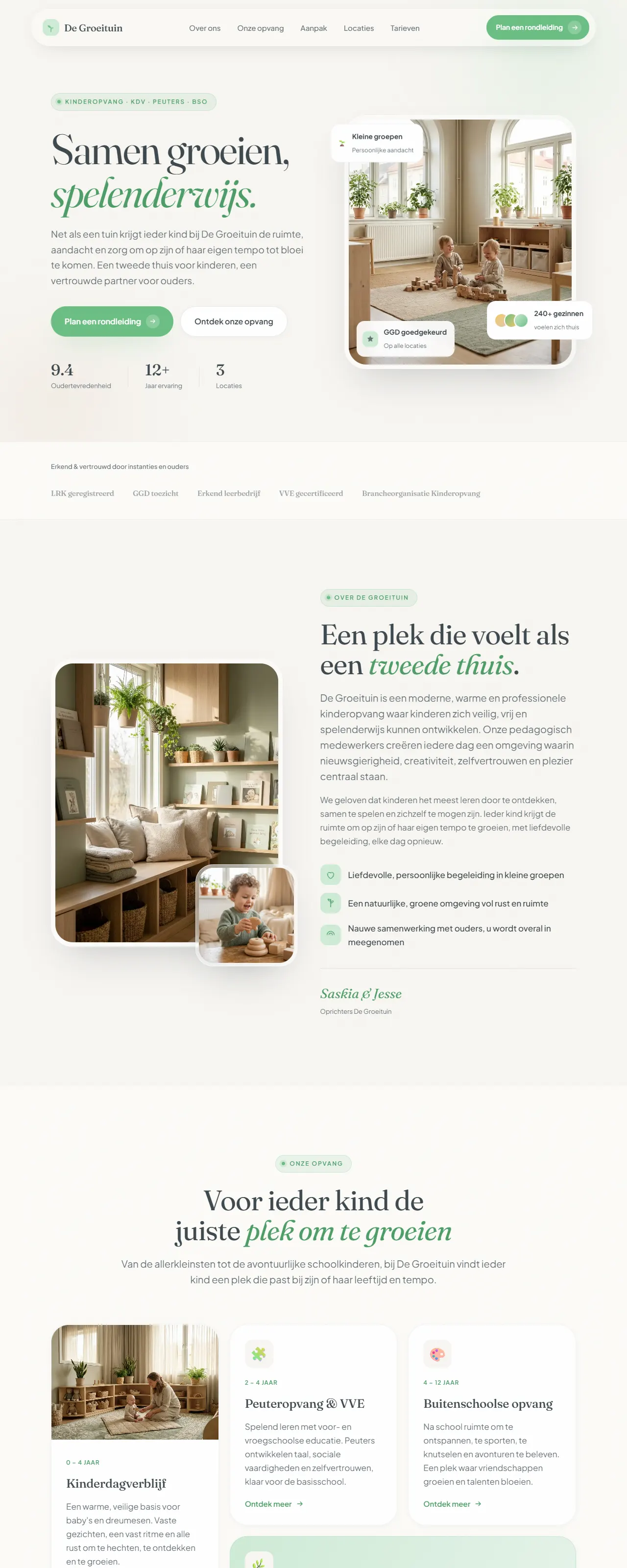 Screenshot van De Groeituin - kinderopvang